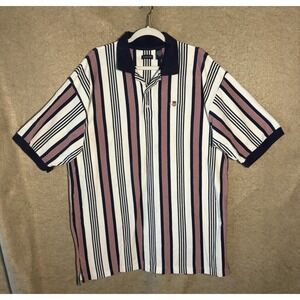 Gant Polo Shirt Mens XXL Blue Red Striped Cotton Short Sleeve Logo‎
